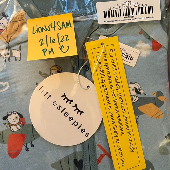 Little Sleepies Fly Away With Me - Bamboo Viscose SHORTIE ZIPPY! BNWT. 12-18m - Picture 2 of 2